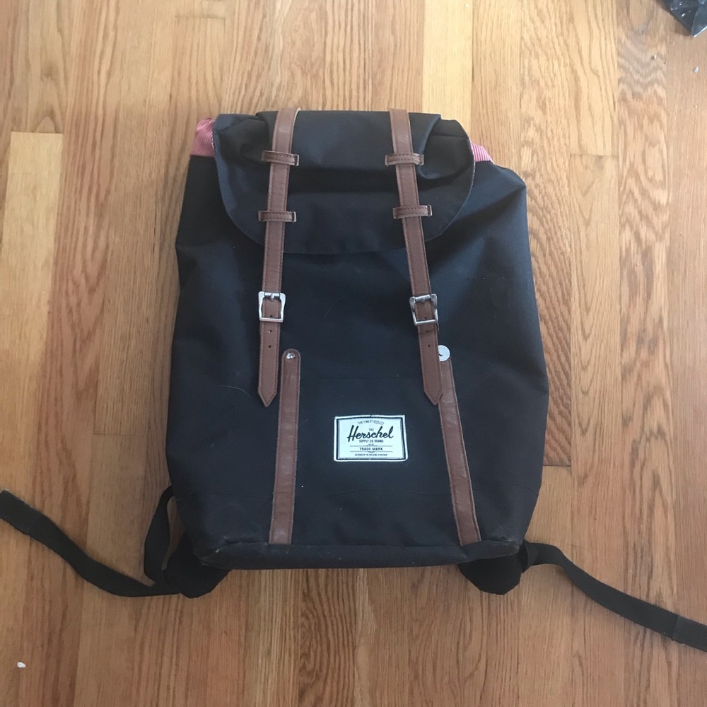 herschel retreat backpack, black and tan